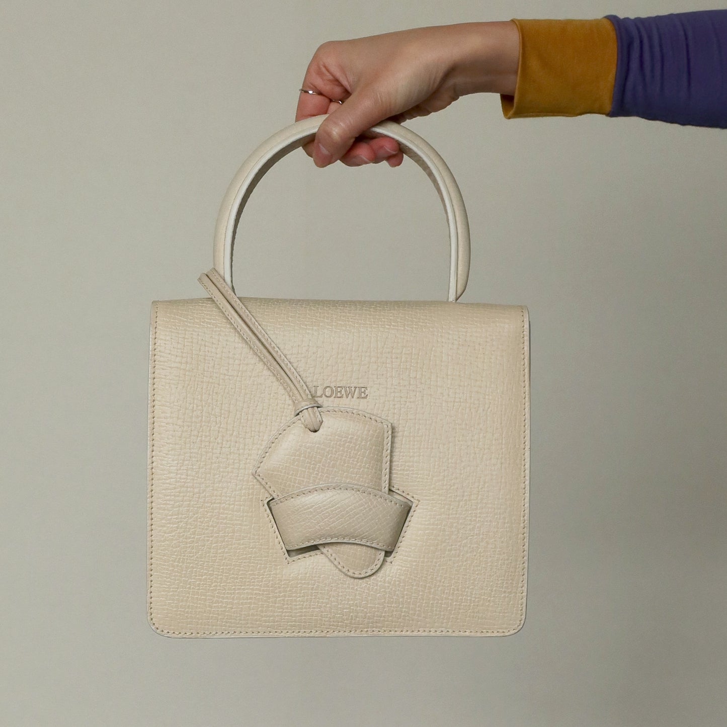 Loewe Vintage Ivory Calfskin Leather Barcelona Bag