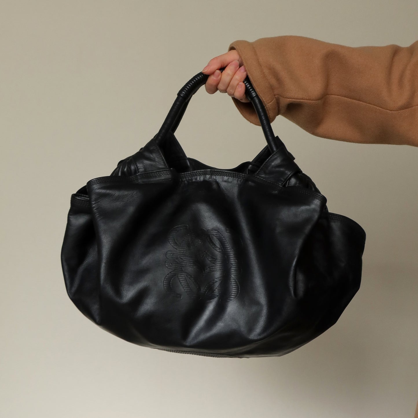 Loewe Preloved Black Leather Medium Nappa Aire Shoulder Bag