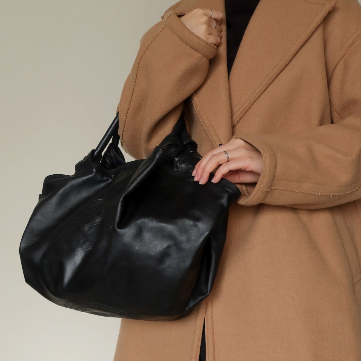 Loewe Preloved Black Leather Medium Nappa Aire Shoulder Bag