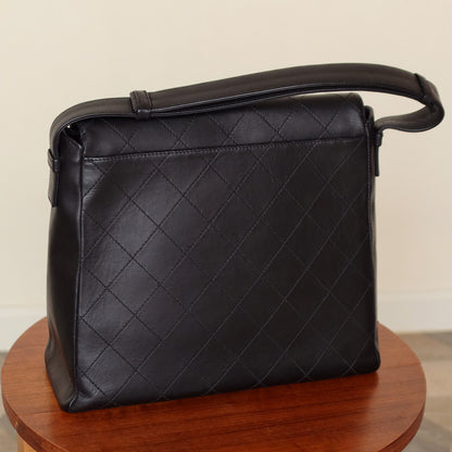 Chanel Vintage Black Lambskin Quilted CC Turn lock Shoulder Bag