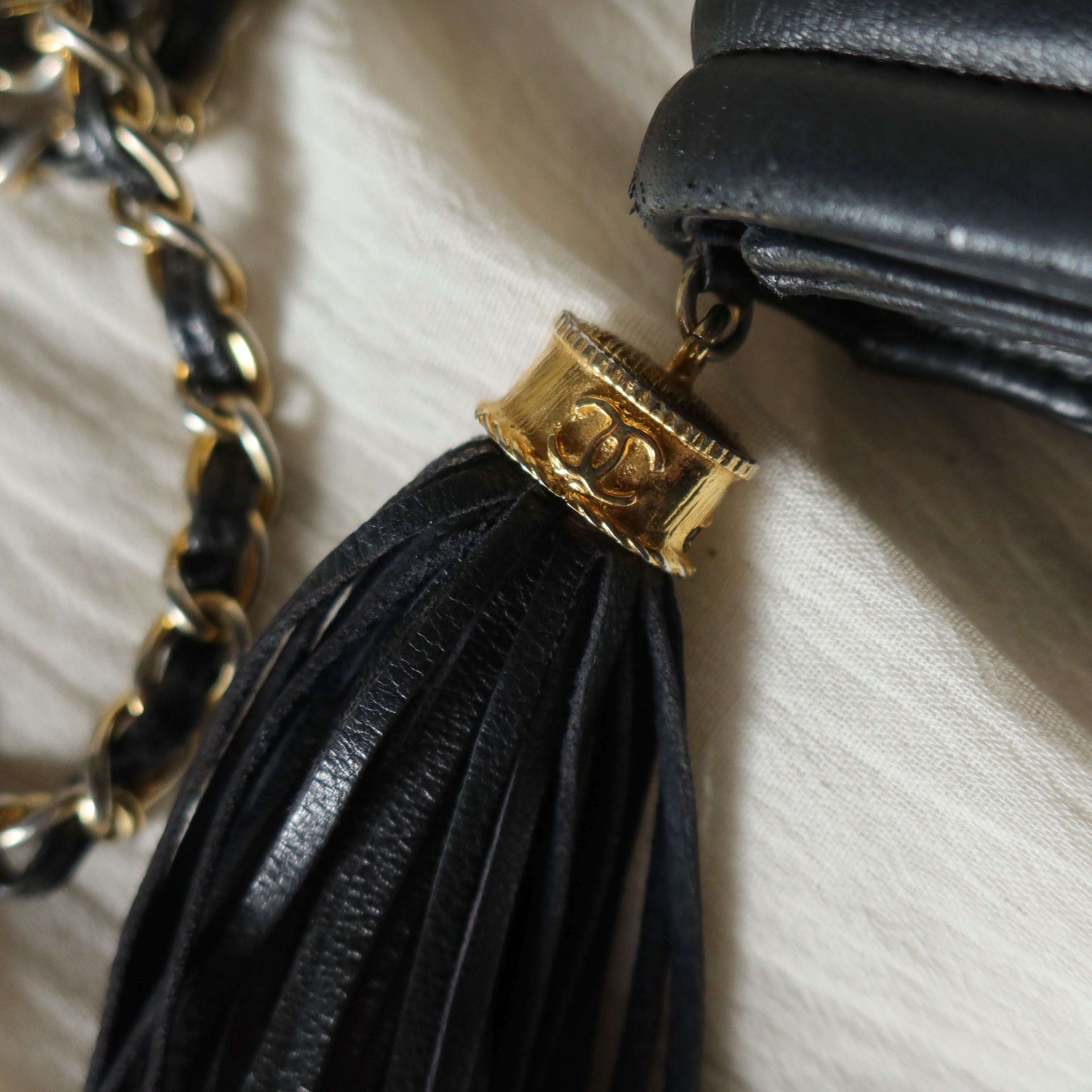 Gold sale tassel bag