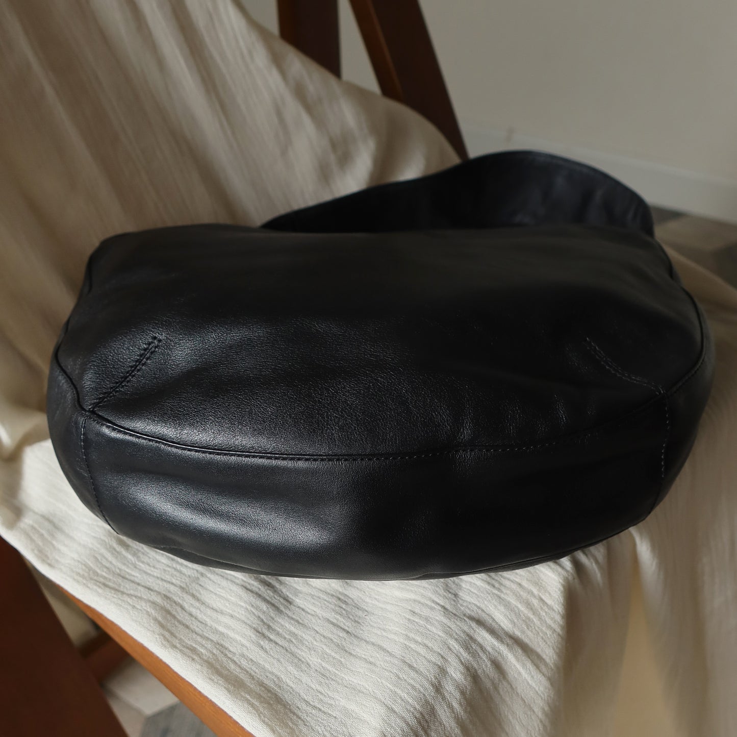 Rare Cartier Trinity Ring Black Leather Shoulder Bag