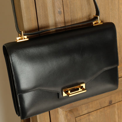 Vintage Hermès 1970s Quito Black Box Calf Leather Bag