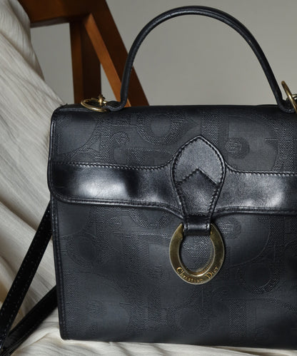 Christian Dior Vintage Black Oblique Trotter Lady Bag