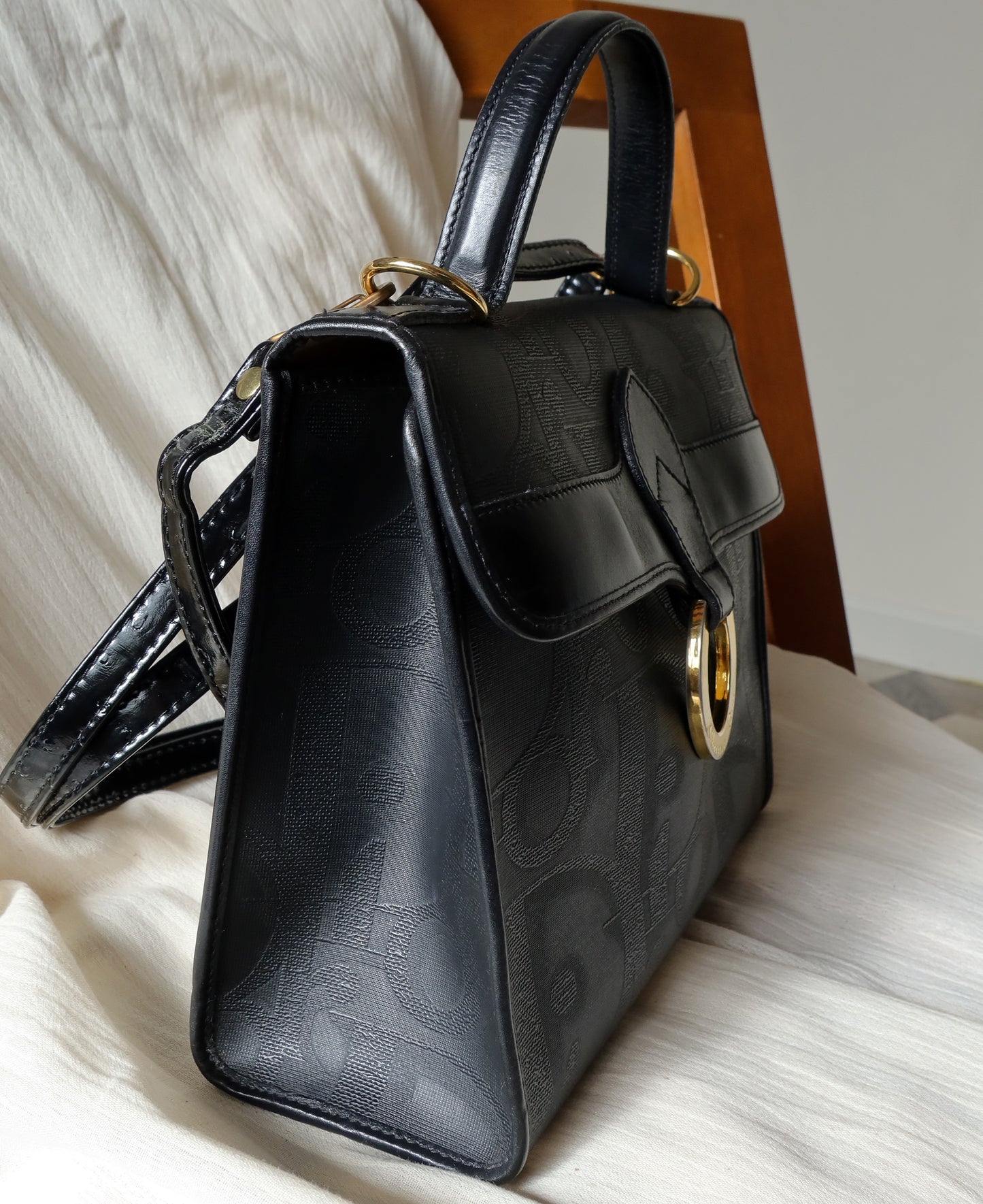 Christian Dior Vintage Black Oblique Trotter Lady Bag