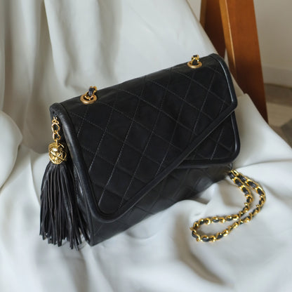 Chanel Vintage Tassel Asymmetrical Double Flap Bag [2]