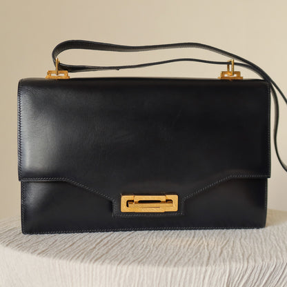 Vintage Hermès 1970s Quito Black Box Calf Leather Bag