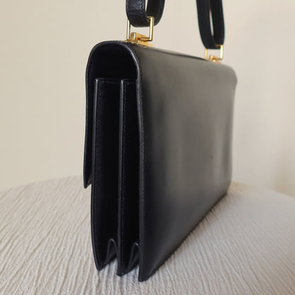 Vintage Hermès 1970s Quito Black Box Calf Leather Bag