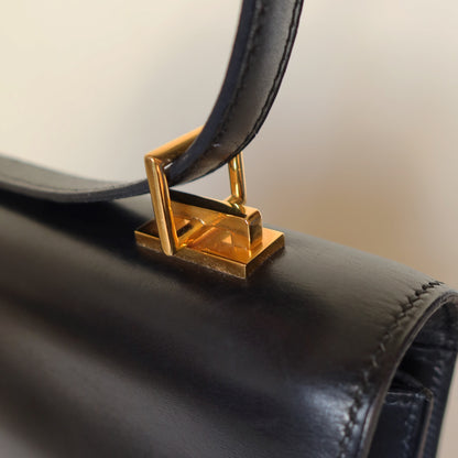 Vintage Hermès 1970s Quito Black Box Calf Leather Bag