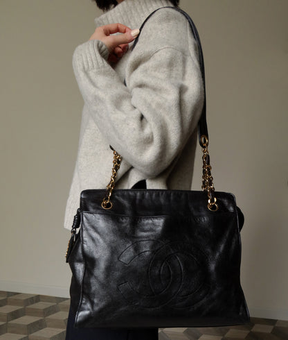 Chanel Vintage Calfskin 2way Shoulder Tote Bag with CC mark