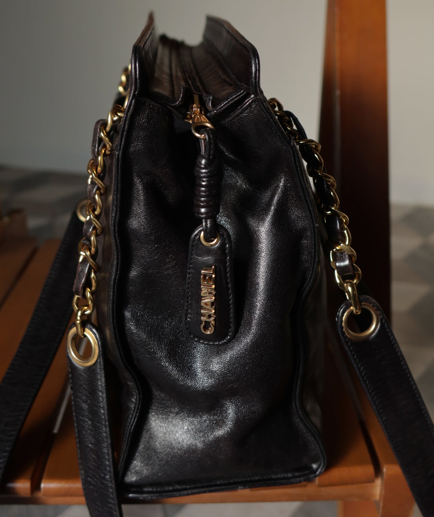 Chanel Vintage Calfskin 2way Shoulder Tote Bag with CC mark