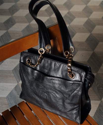 Chanel Vintage Calfskin 2way Shoulder Tote Bag with CC mark