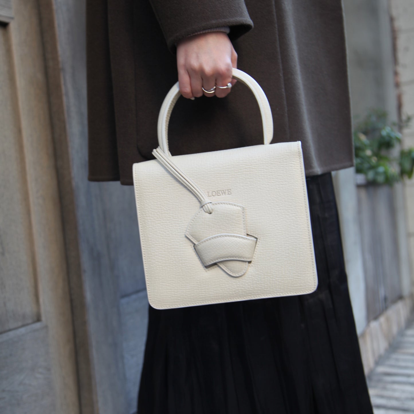 Loewe Vintage Ivory Calfskin Leather Barcelona Bag