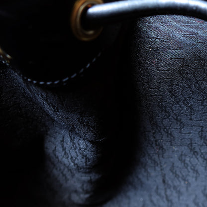 YSL vintage black hobo bucket shoulder bag with golden YSL motif