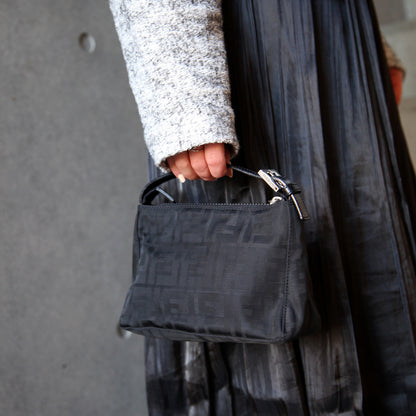 Fendi Vintage Black Zucca Jacquard Mini Pochette Bag