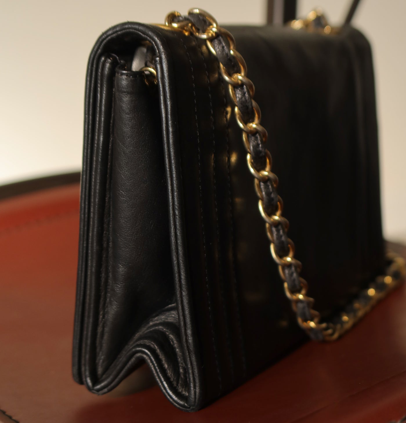 Chanel Vintage Stitched CC mark Black Lambskin Flap Bag