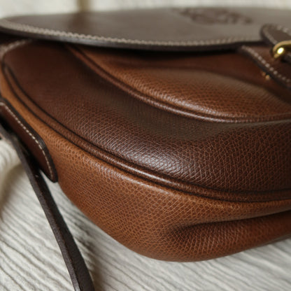 Loewe Vintage Dual Brown Leather Anagram Crossbody Flap Bag