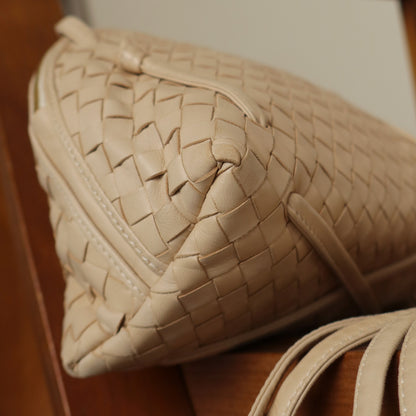 Bottega Veneta Vintage Ivory Intrecciato Leather 2way Bag