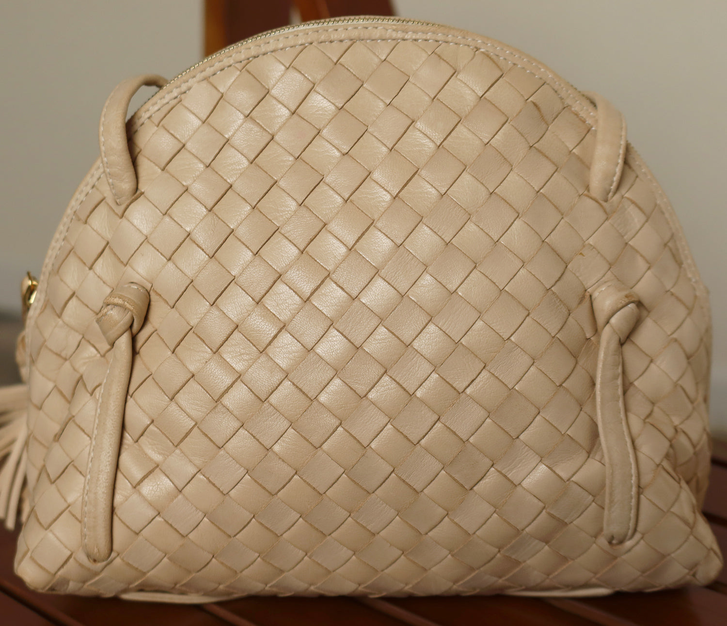 Bottega Veneta Vintage Ivory Intrecciato Leather 2way Pouch Bag