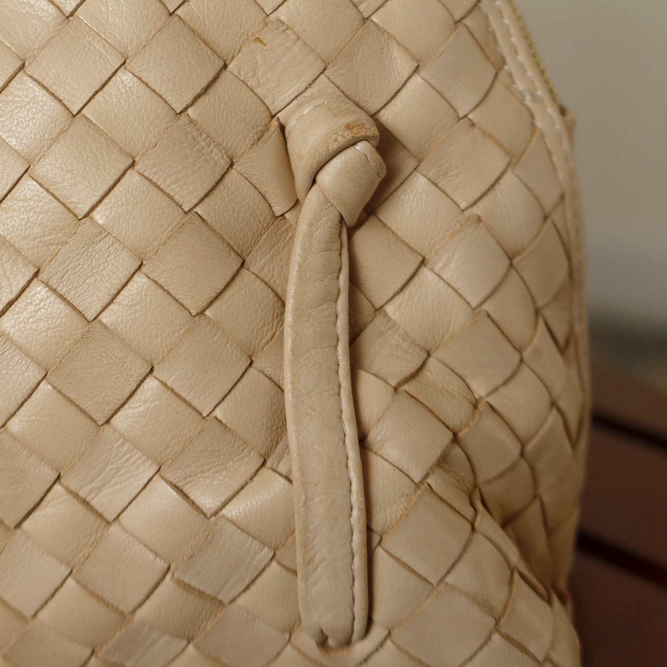 Bottega Veneta Vintage Ivory Intrecciato Leather 2way Bag