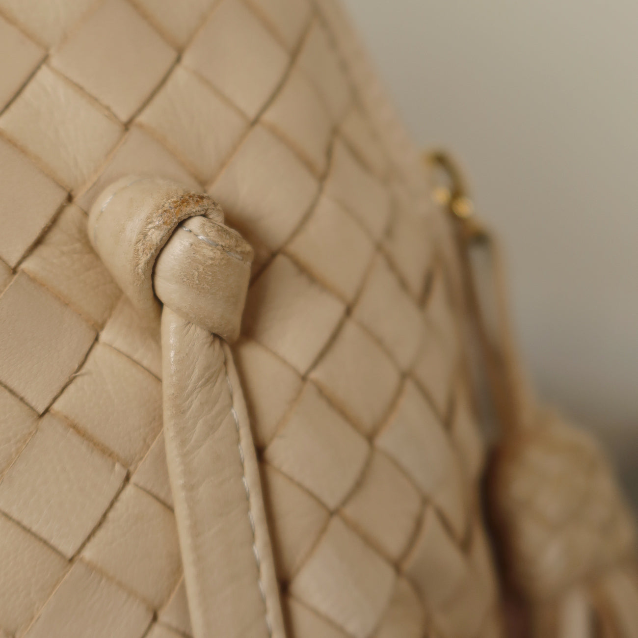 Bottega Veneta Vintage Ivory Intrecciato Leather 2way Bag