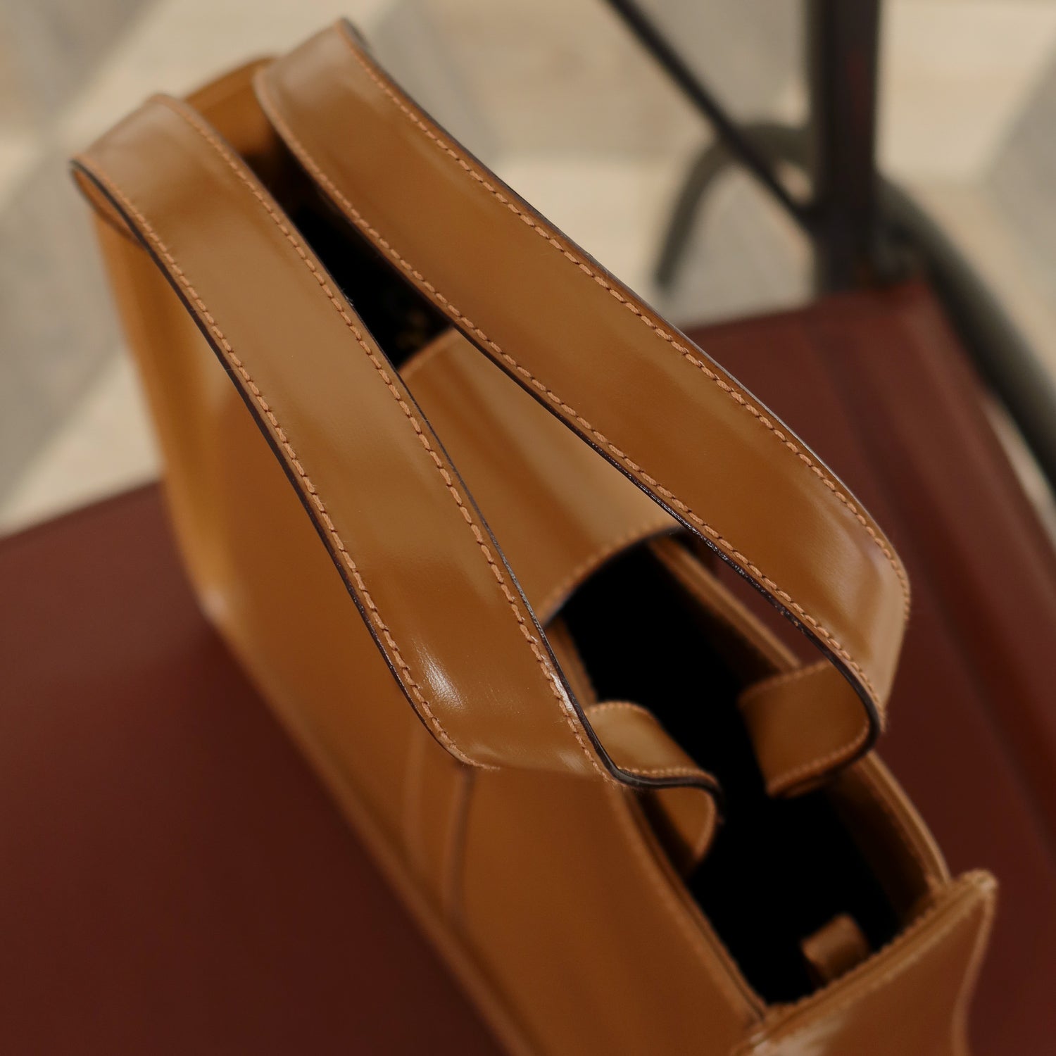 Salvatore Ferragamo Vintage Caramel Brown Leather 2way Top Handle Bag