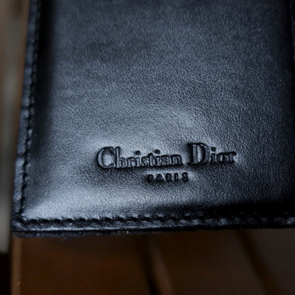Christian Dior Pre-loved Black Trotter Oblique Jacquard Saddle Flap Wallet