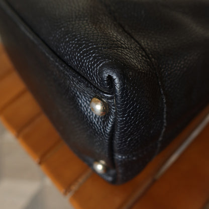 Chanel Vintage Black Caviar Leather Hobo Coco Mark Shoulder Bag