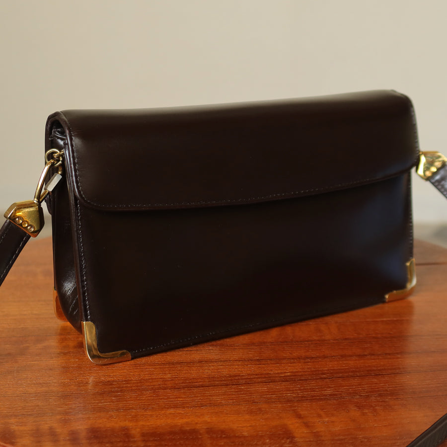 Vintage Christian Dior 1980s Brown Oblique Trotter 2-way Shoulder Clutch Bag