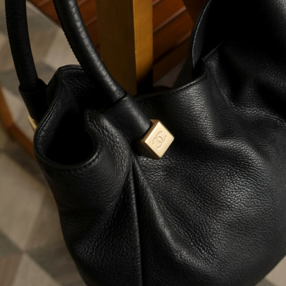 Chanel Vintage CC Logo Dice Leather Shoulder Tote Bag