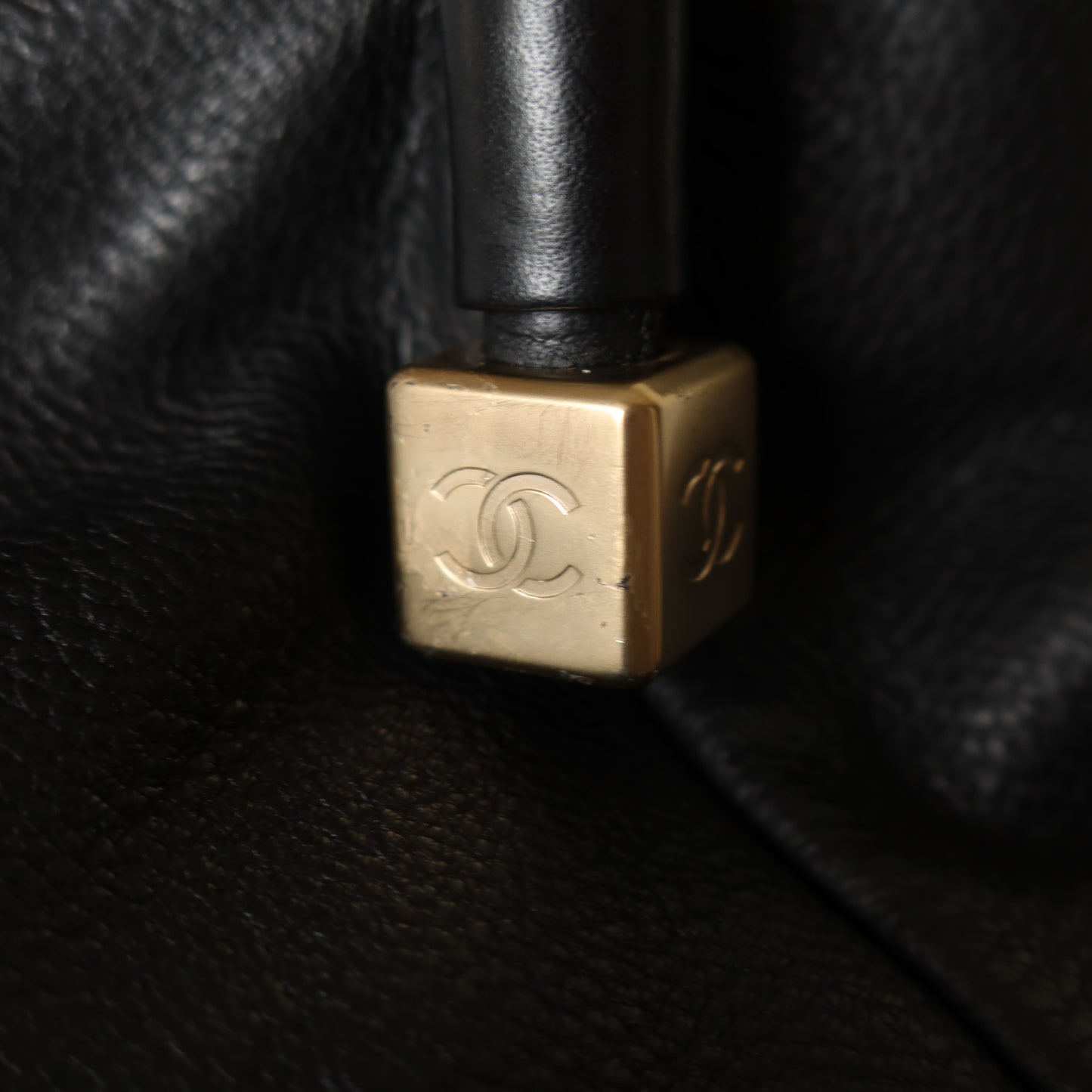 Chanel Vintage CC Logo Dice Leather Shoulder Tote Bag