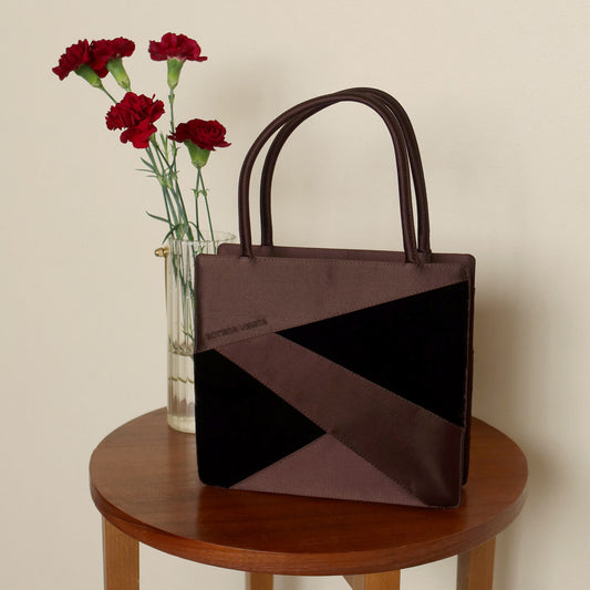 Bottega Veneta Vintage Brown Satin Velvet Small Party Bag