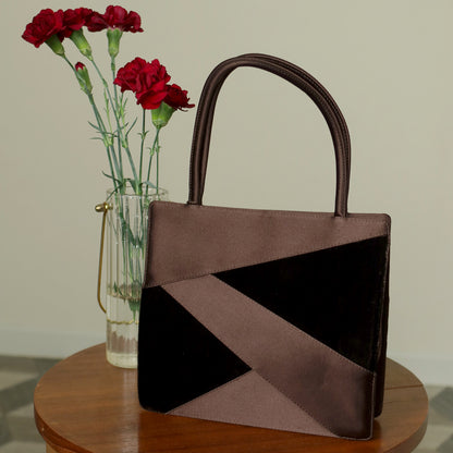 Bottega Veneta Vintage Brown Satin Velvet Small Party Bag