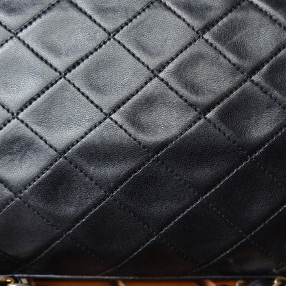 Chanel Vintage Black Matelasse Quilted Tassel Top Handle Shoulder Bag