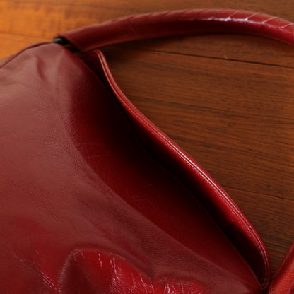 Bottega Veneta Vintage Intrecciato Weave Scarlet Red Half Moon Bag