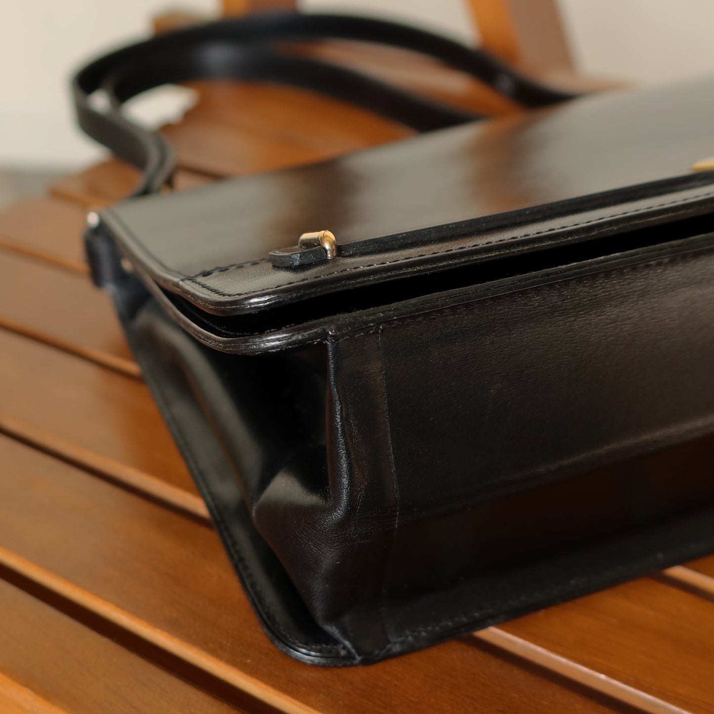 Christian Dior Vintage Black Leather Box Shoulder Bag