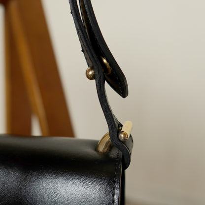 Christian Dior Vintage Black Leather Box Shoulder Bag