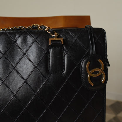 Chanel Vintage Matelasse Double Chain Travel and Work Shoulder Bag