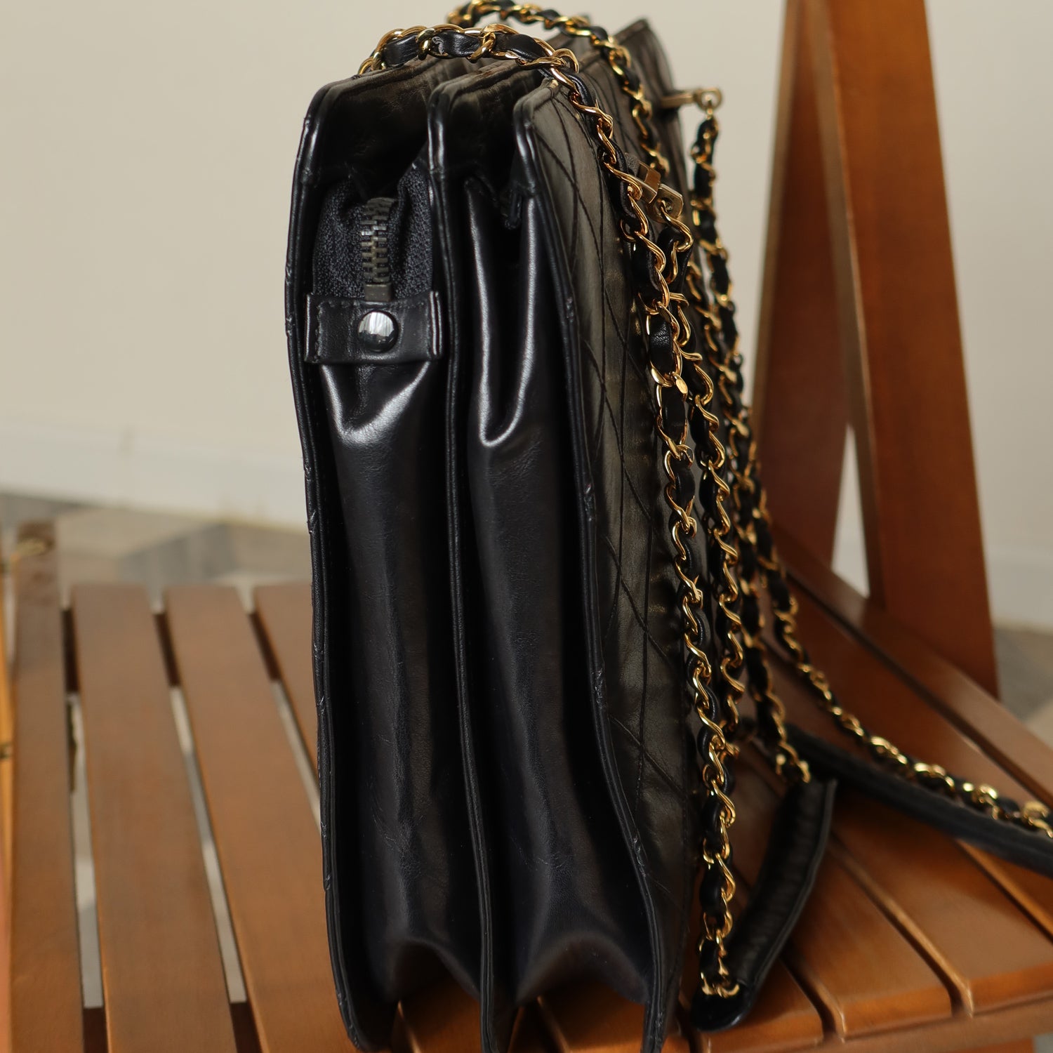 Chanel Vintage Matelasse Double Chain Travel and Work Shoulder Bag