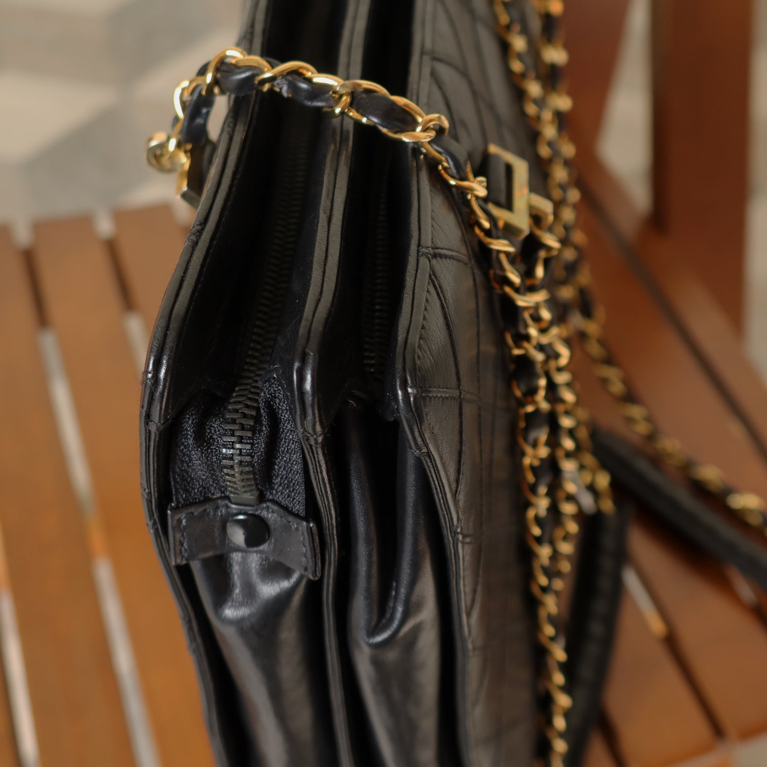 Chanel Vintage Matelasse Double Chain Travel and Work Shoulder Bag