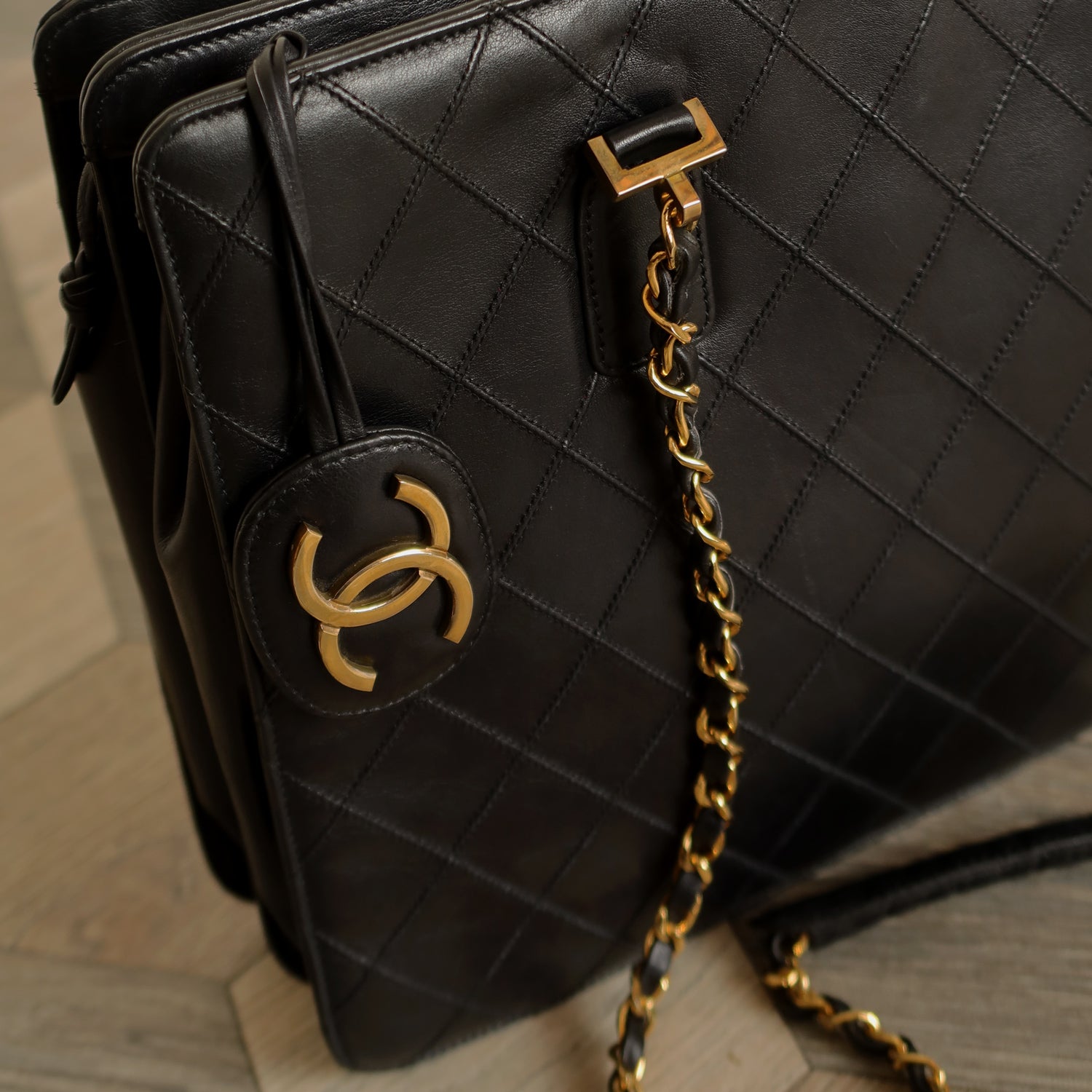 Chanel Vintage Matelasse Double Chain Travel and Work Shoulder Bag