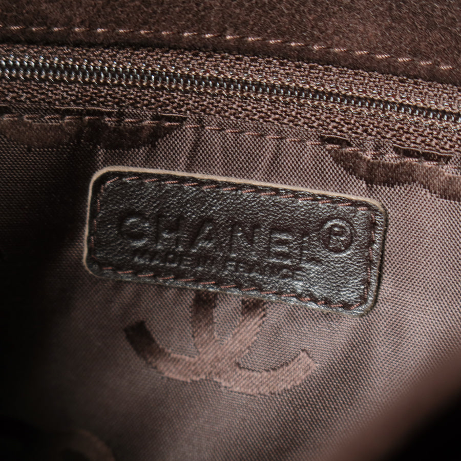 Chanel Vintage Dark Brown Quilted CC Turn lock Shoulder Tote Bag