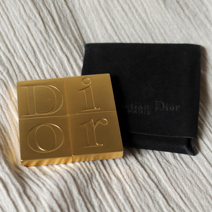 Rare Christian Dior Vintage Metallic Gold Sliding Compact Mirror