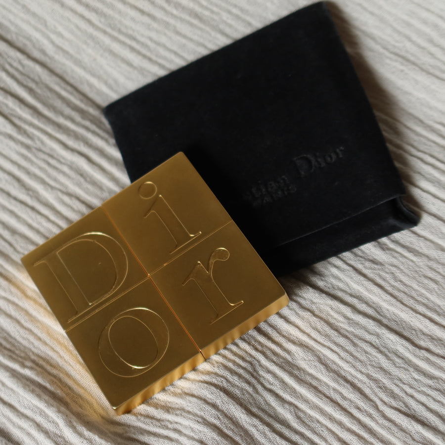 Rare Christian Dior Vintage Metallic Gold Sliding Compact Mirror