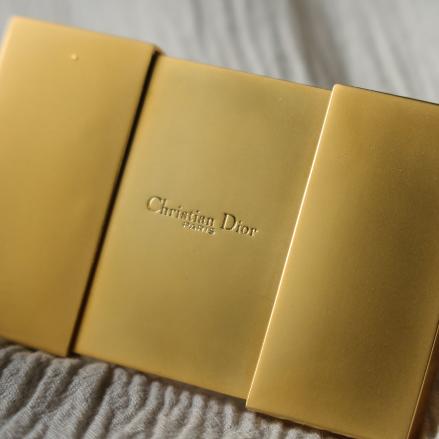 Rare Christian Dior Vintage Metallic Gold Sliding Compact Mirror