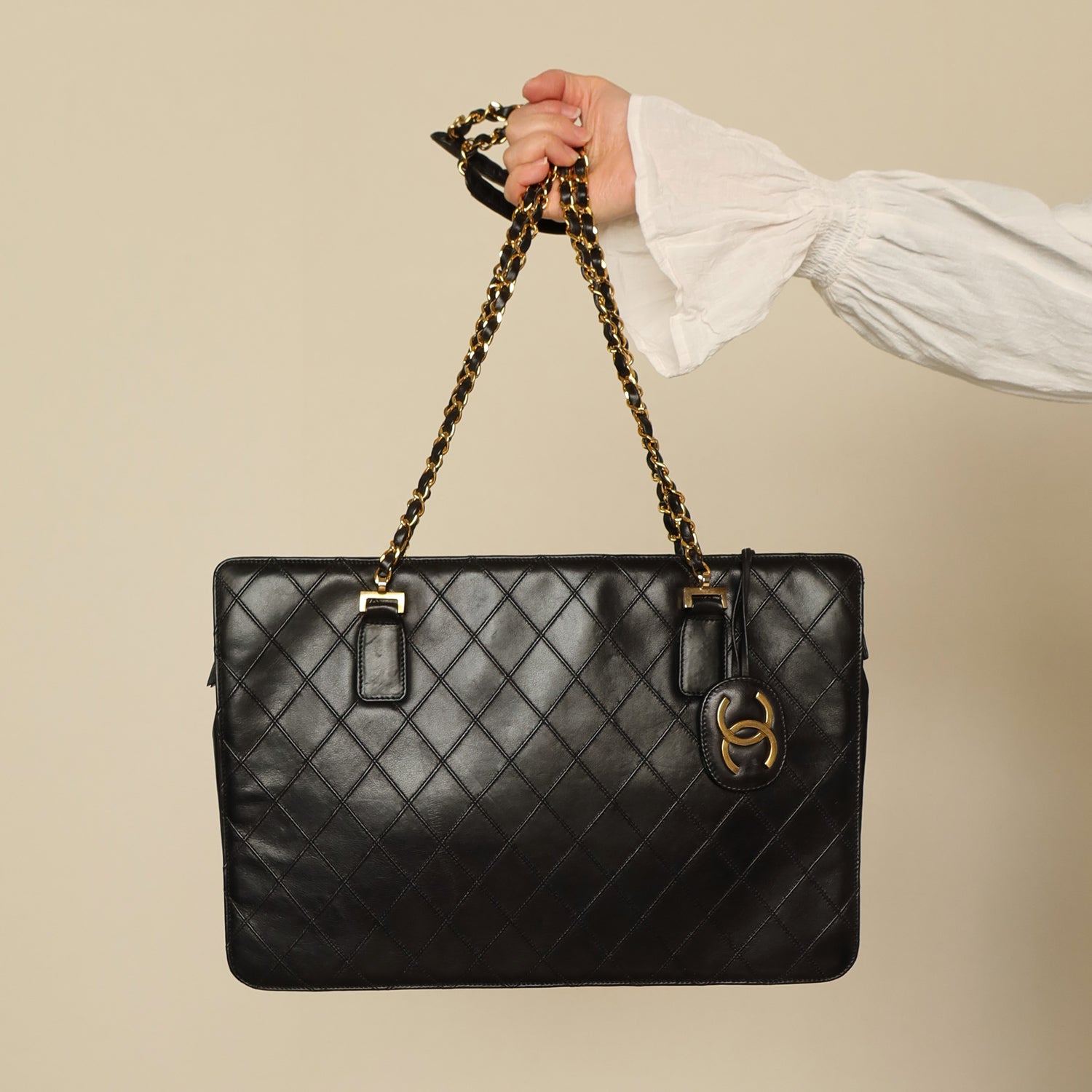 Chanel Vintage Matelasse Double Chain Travel and Work Shoulder Bag