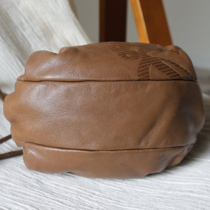 Loewe Vintage Caramel Brown Leather Anagram Clutch Crossbody Bag