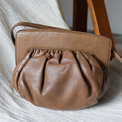 Loewe Vintage Caramel Brown Leather Anagram Clutch Crossbody Bag