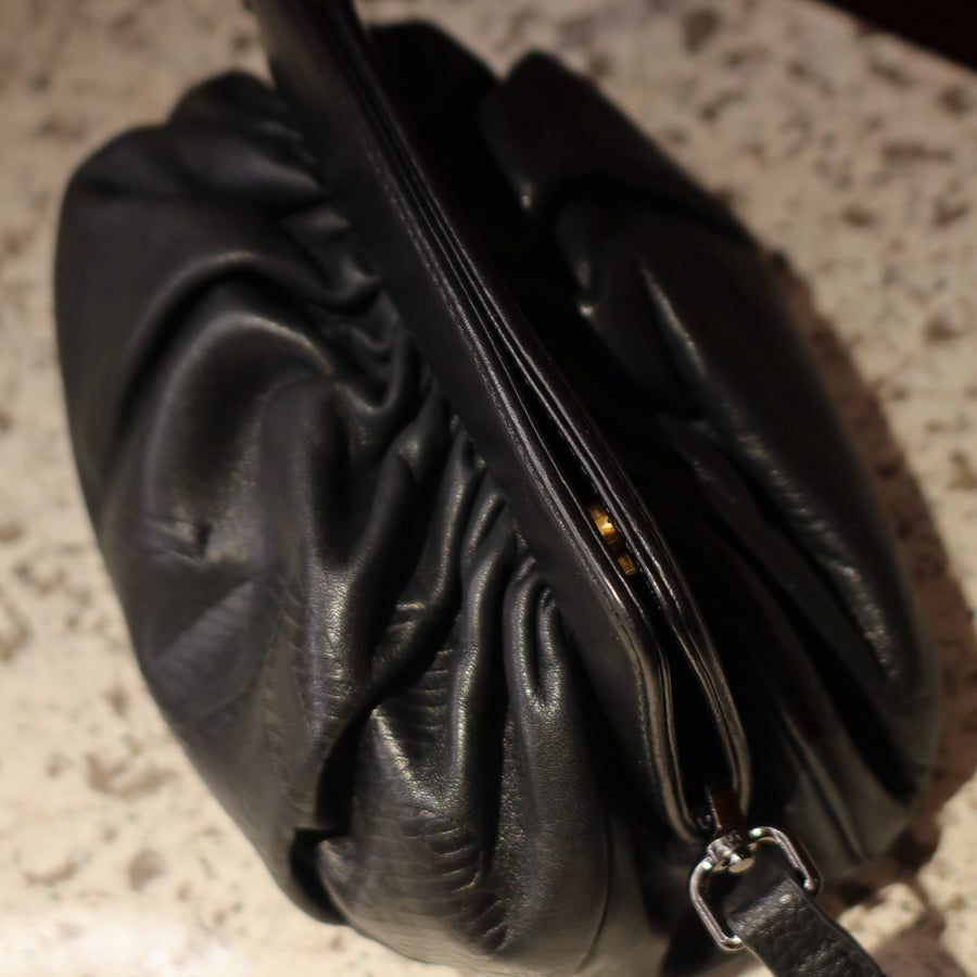 Loewe Vintage Black Leather Anagram Crossbody Clutch 2way Bag