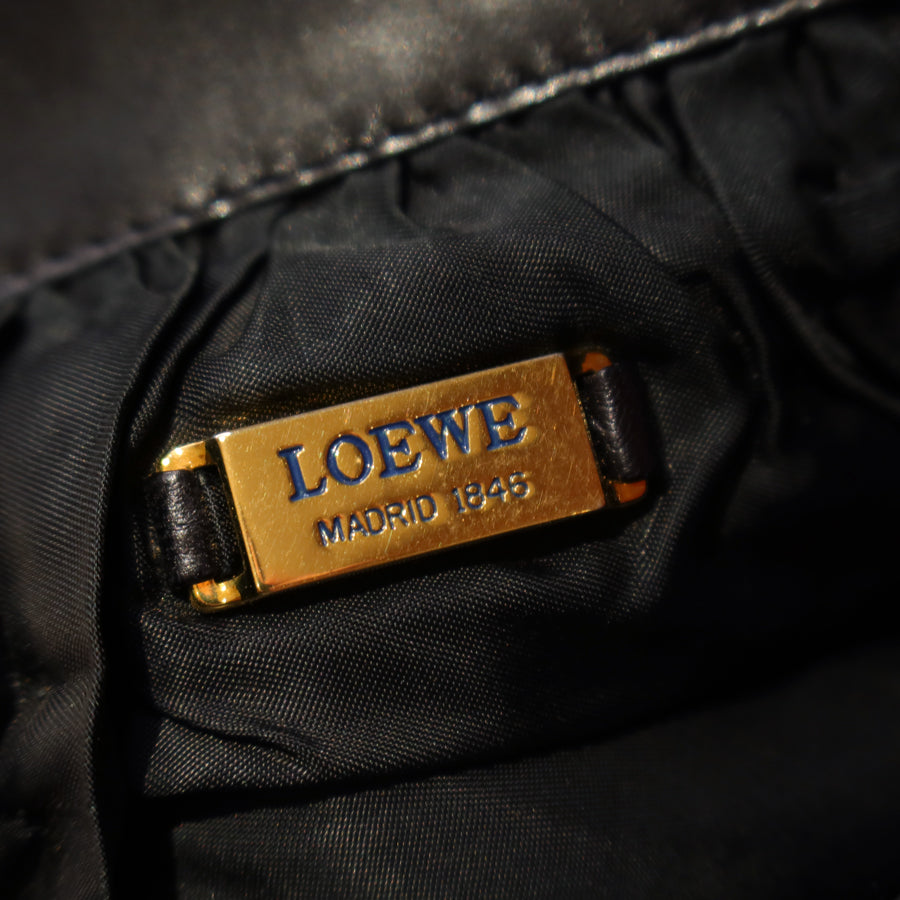 Loewe Vintage Black Leather Anagram Crossbody Clutch 2way Bag